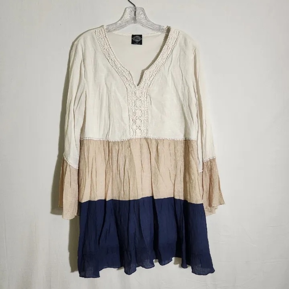 Calstyle Boho Crochet Tier Dress Women’s Sz Large
